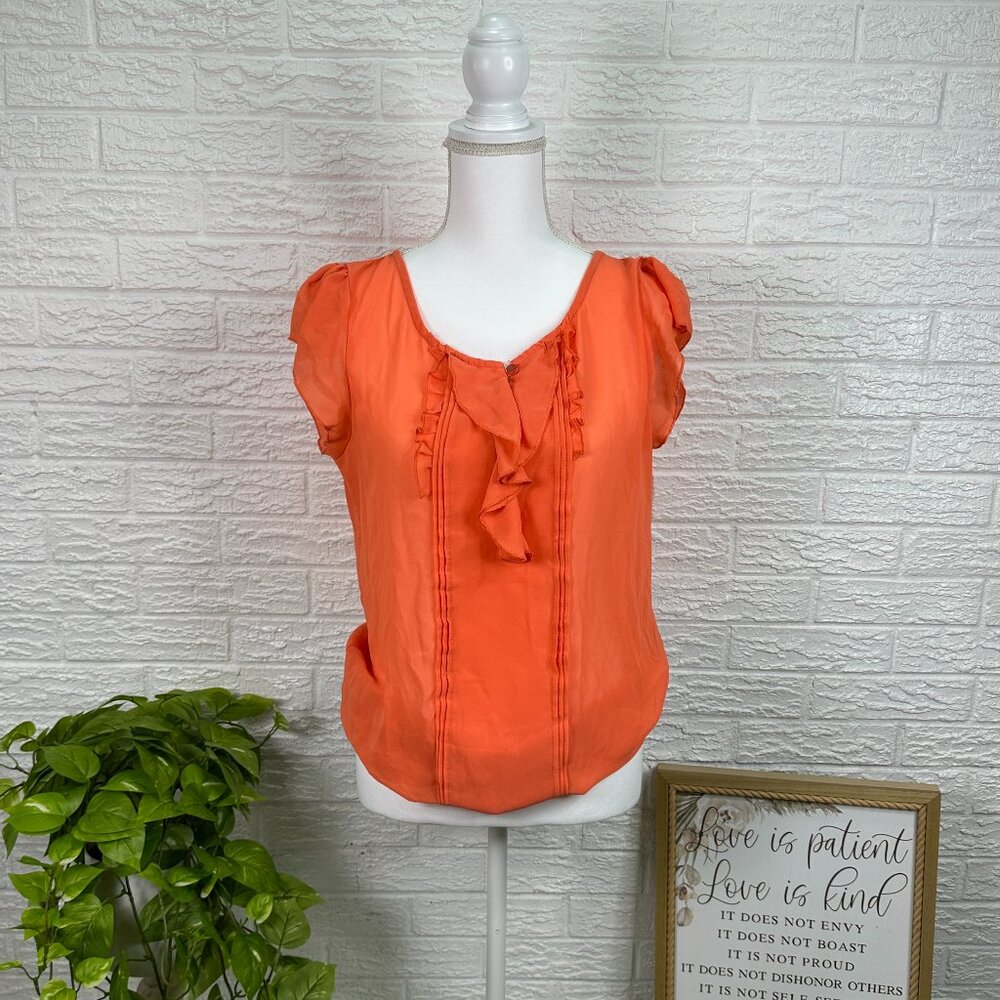 Women's Maurices sheer blouse orange short sleeve